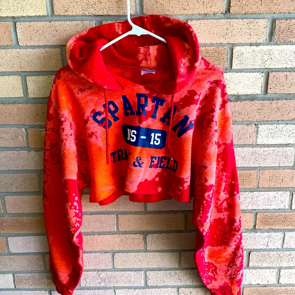 Spartan tie dye cropped hoodie